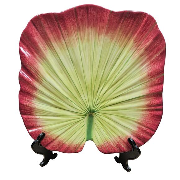 Vintage Lotus Serving plates 1 large 3 smaller side plates Red to yellow, green - Picture 2 of 8